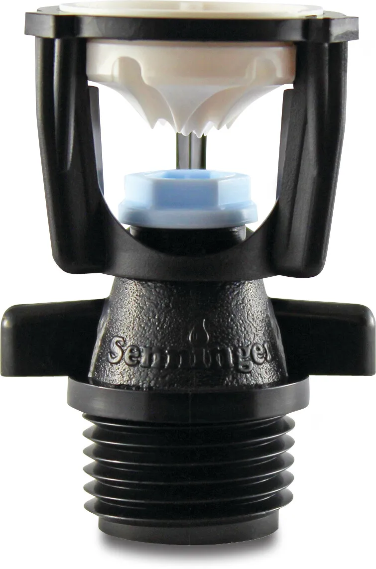 Senninger Full circle sprinkler plastic 1/2" male thread 1,98 mm beige type Mini wobbler white deflector nozzle 5