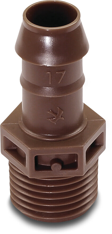 Rain Bird Adapter Kunststoff 1/2" x 17 mm Außengewinde x Tülle 3,5bar Braun Typ XFF17
