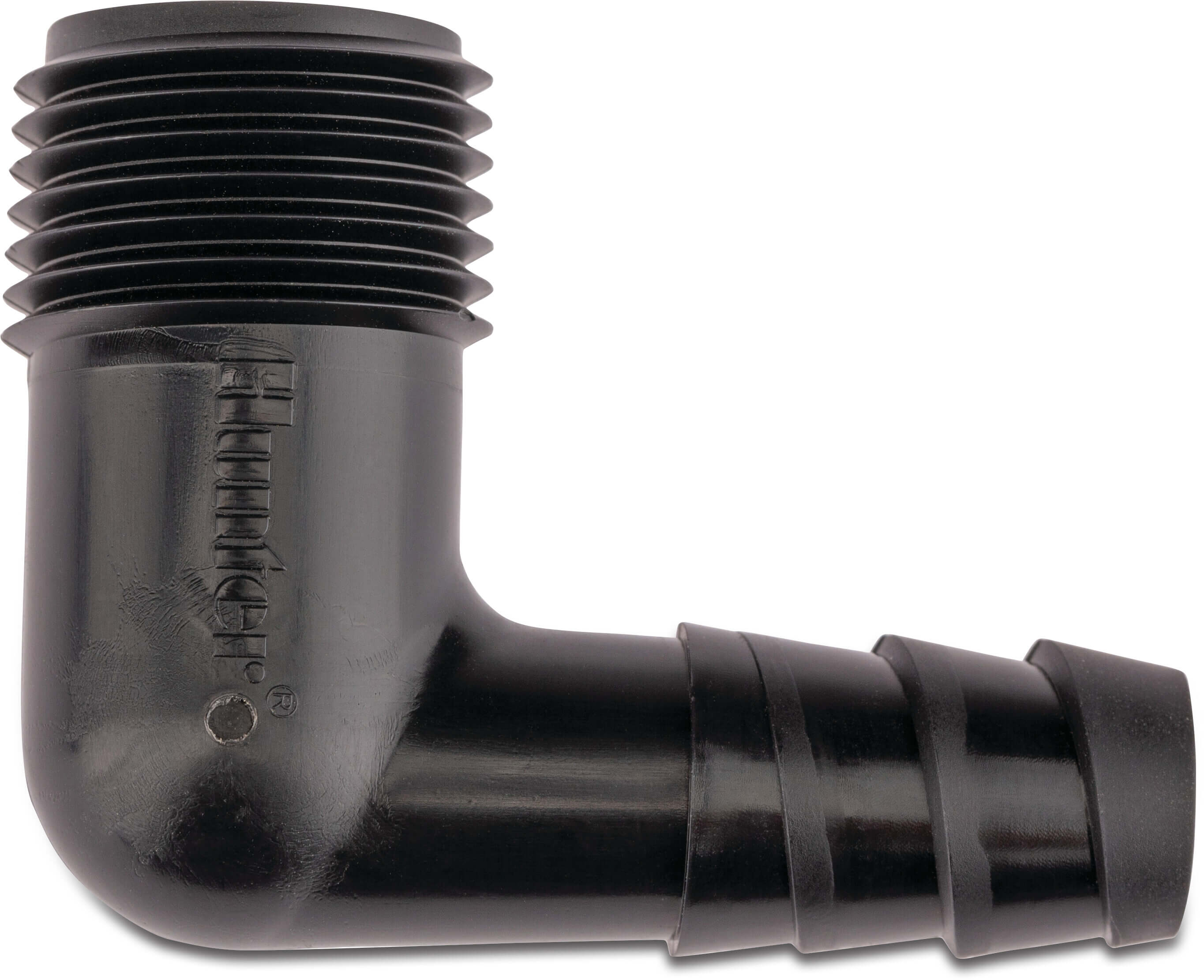 Hunter Elbow 90° PP 1/2" male thread x barbed black type HSBE-050