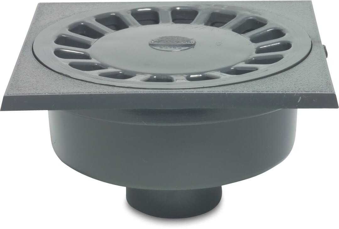 Floor sink PVC-U 40/50 mm glue socket/glue spigot grey bottom connection