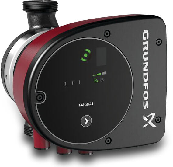 Grundfos Pompe de circulation à vitesse variable acier inoxydable 1 1/2" filetage mâle 10bar 0.056A 230VAC noir/rouge WRAS type MAGNA1 25-40N EuP ready