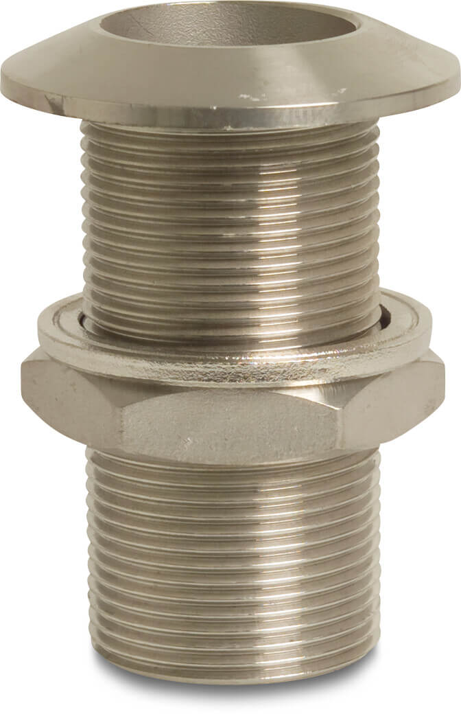 Profec Wall transit stainless steel 316 polished 1 1/2" male thread type vertex 25°