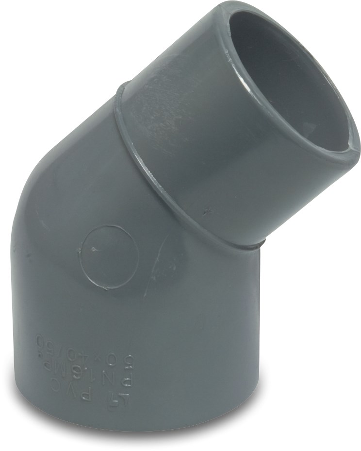 Profec Reducer elbow 45° PVC-U 40/50 mm x 50 mm glue socket/glue spigot x glue socket 10bar grey