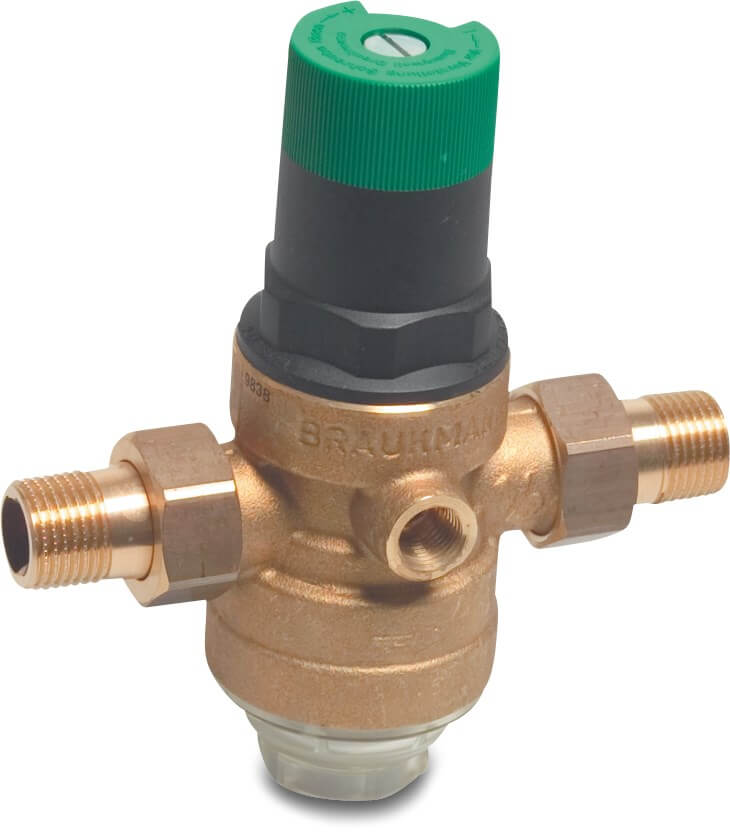 Honeywell Pressure reducing valve brass 1/2" male thread 16bar 0,16 mm stainless steel DVGW/KIWA/WRAS type D06F