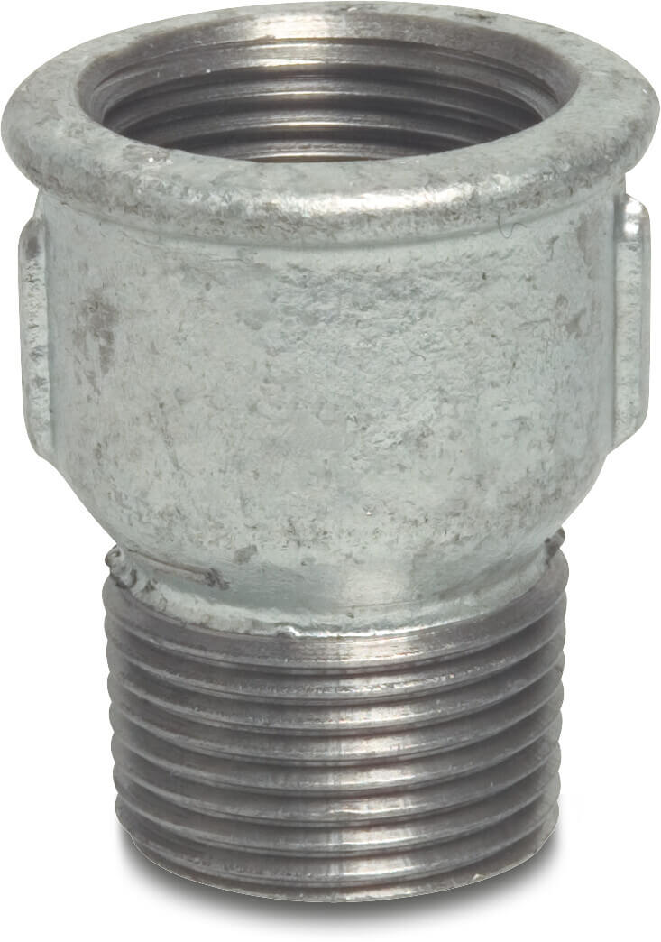 Profec Nr. 529A Socket cast iron galvanised 2" female thread x male thread 25bar DVGW