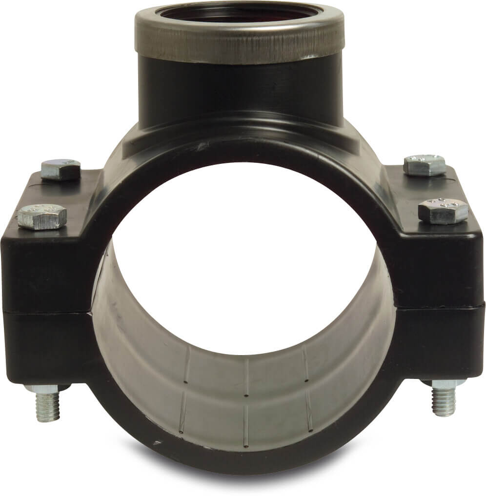 VDL Anbohrschelle PP 75 mm x 2" Schelle x Innengewinde 6bar Schwarz Typ Edelstahl Ring