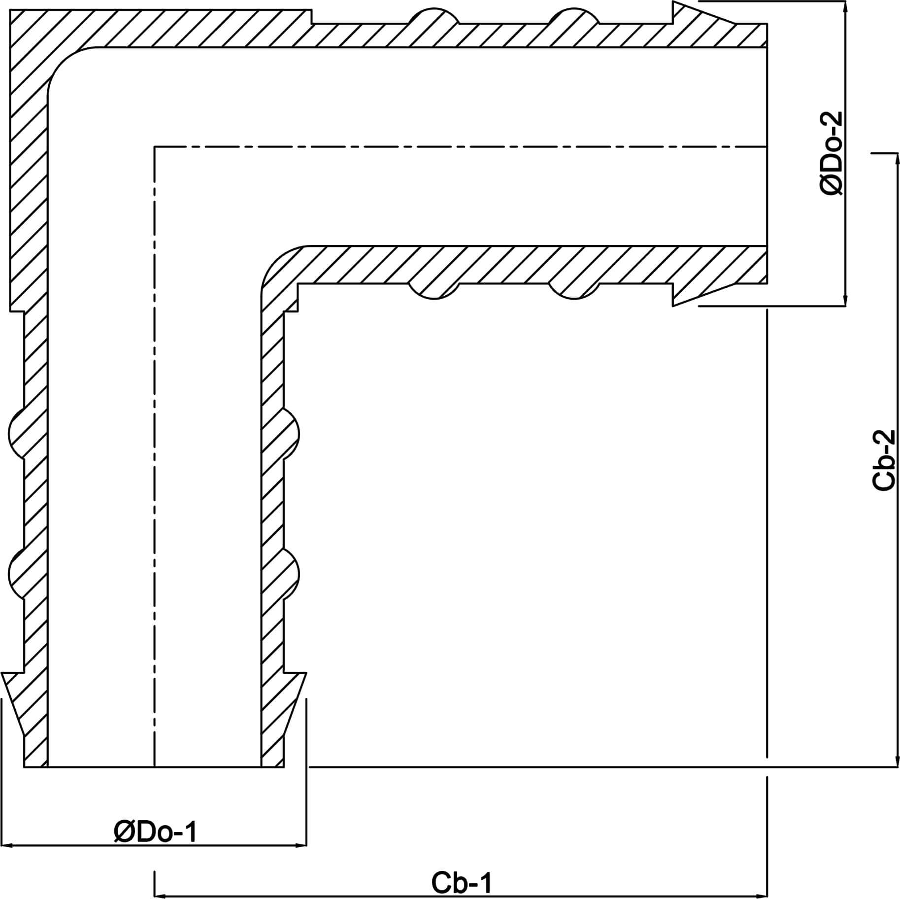 Knie 90° nylon 13 mm slangtule 10bar wit