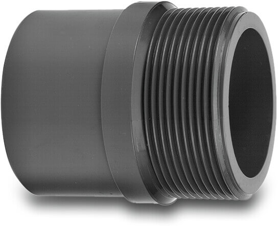 VDL Threaded end PVC-U 63 mm x 2" glue socket x male thread 10bar grey