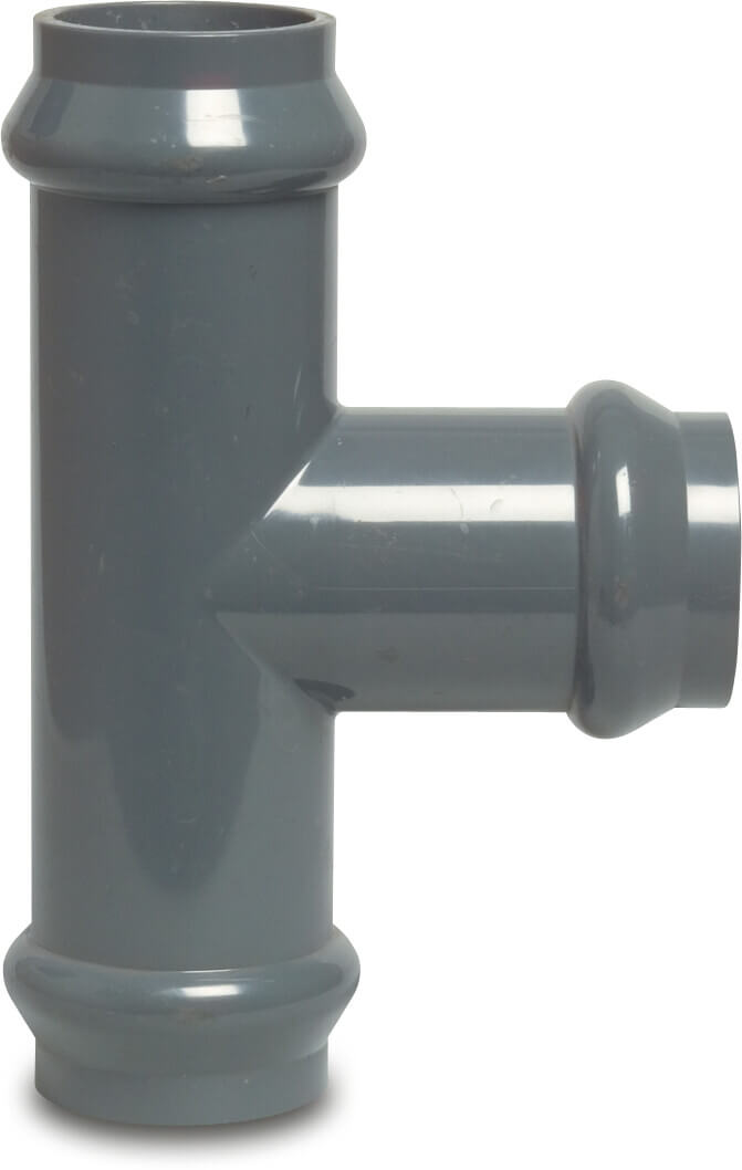 T-Stück 90° PVC-U 110 mm Steckmuffe 10bar Grau