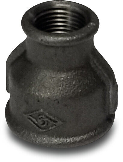 Nr. 240 Reducing socket cast iron black 2 1/2" x 1" female thread 25bar DVGW