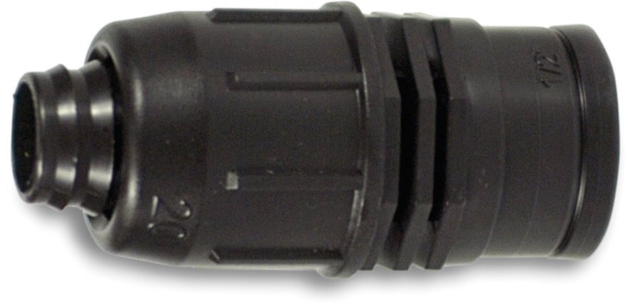 Quick joint adaptor PP 20 mm x 1/2" lock x female thread 4bar black type Quick joint