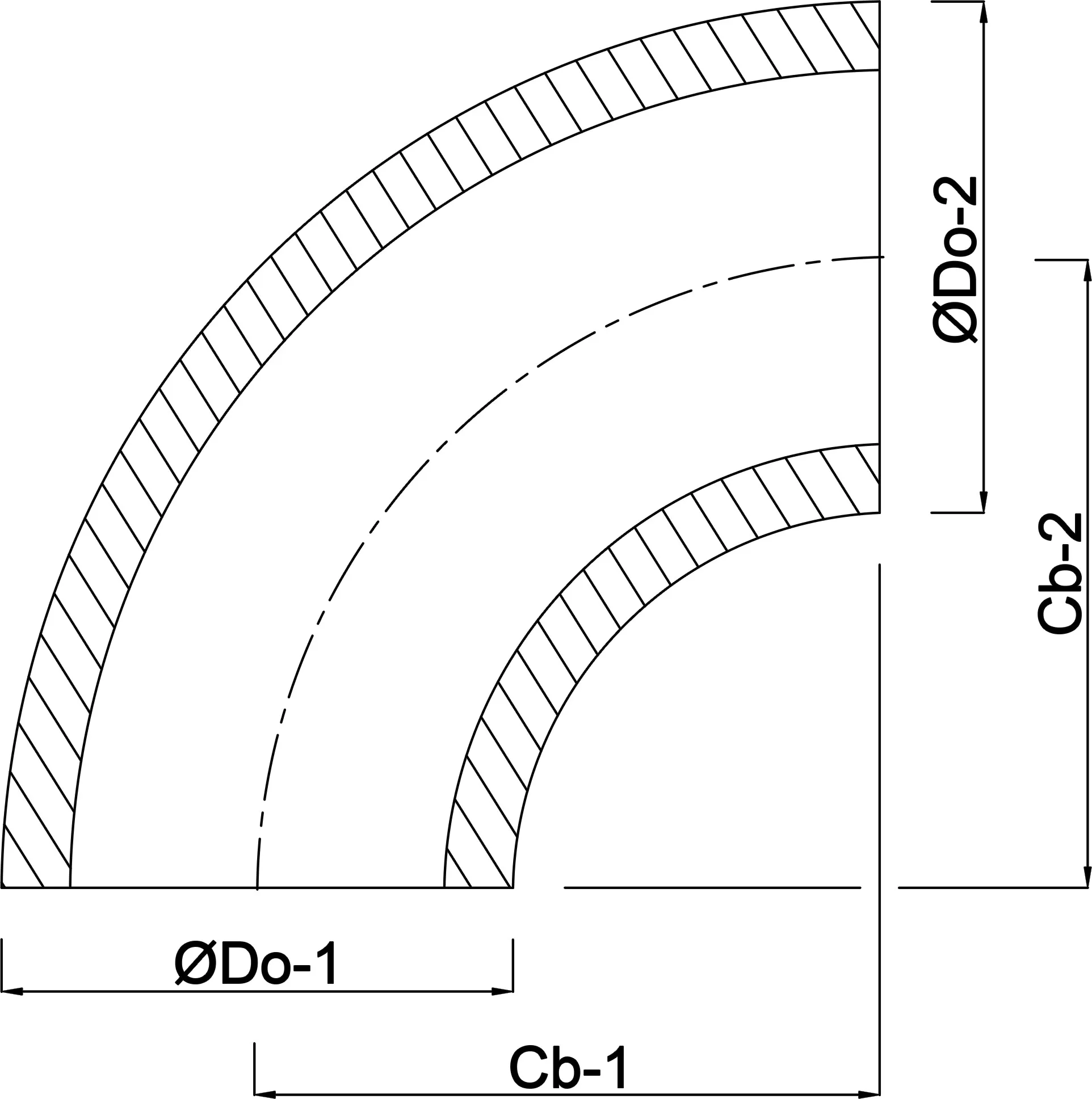 Bogen 90° Stahl 159,0 mm x 159,0 mm x 4,5 mm Stumpfschweißung