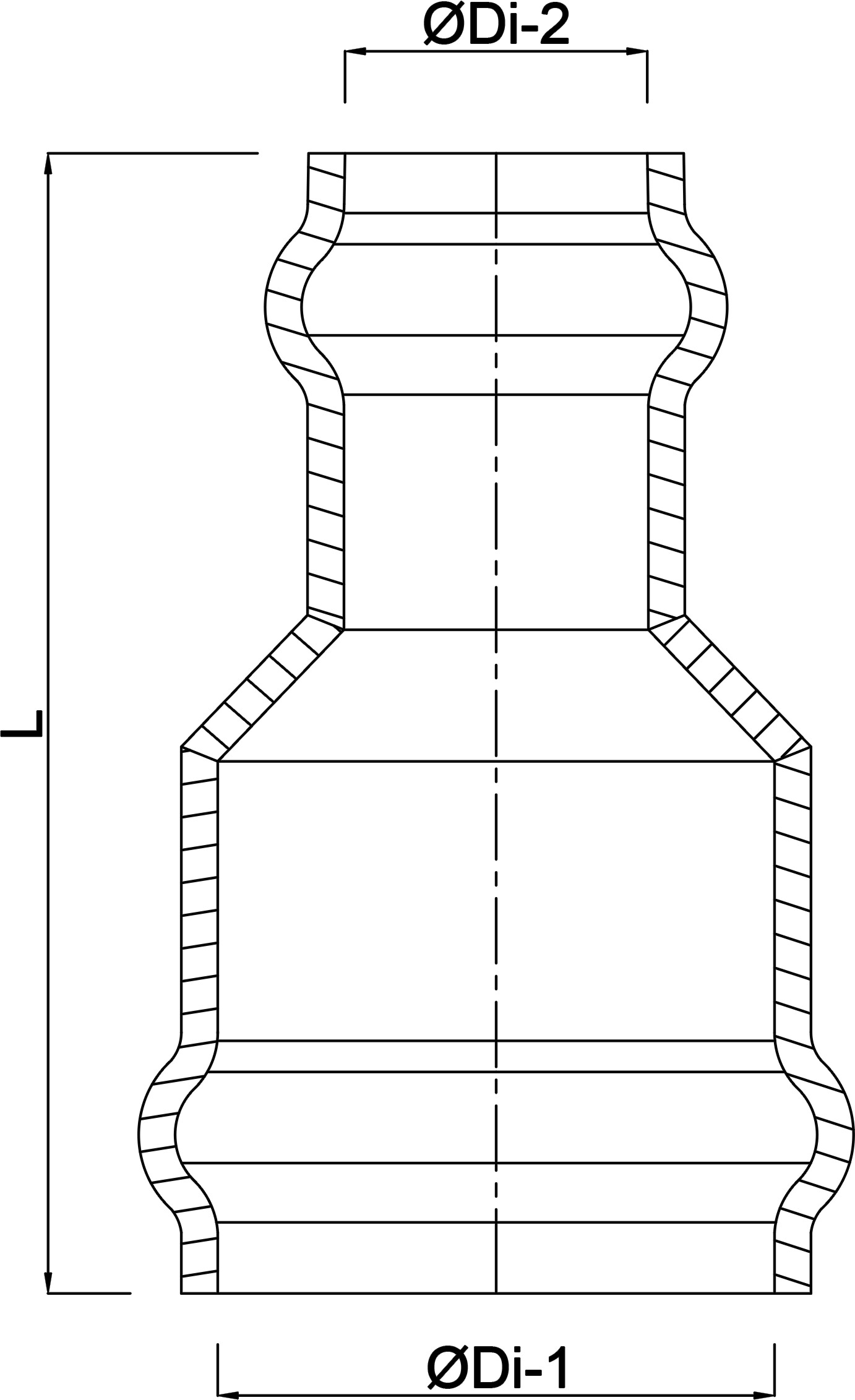 Profec Reducer socket ductile iron (GGG40) epoxy coating 160 mm x 110 mm ring seal 10bar blue type MMR-KS