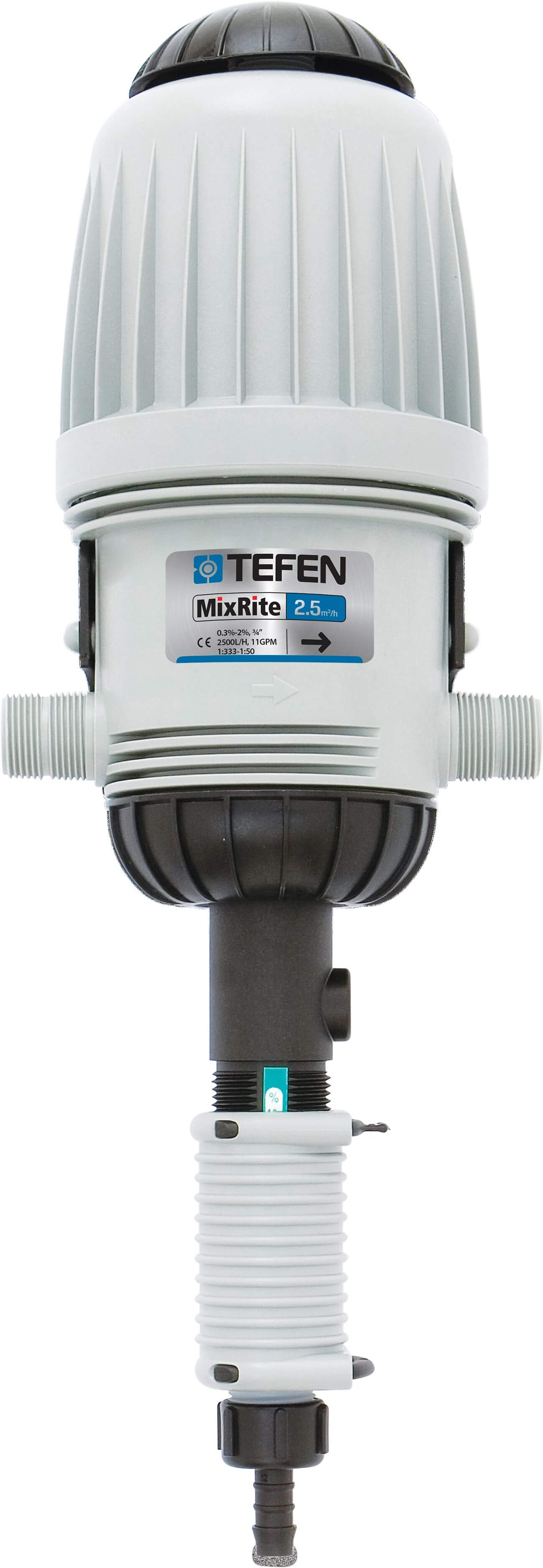 Tefen Dosing pump 3/4" x 10 mm x 3/4" male thread x hose tail x male thread type MixRite 2.5 On/Off PVDF 0.3% - 2%