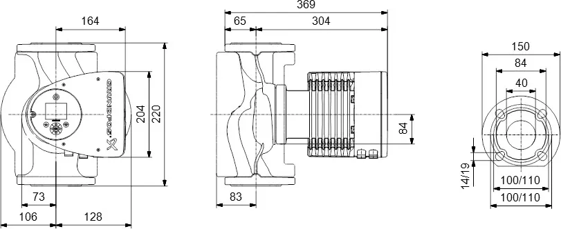 Grundfos Cirkulationspumpe med variabel hastighed støbejern DN40 flange 10bar 1.5A 230VAC sort/rød WRAS type MAGNA3 40-100F (220)