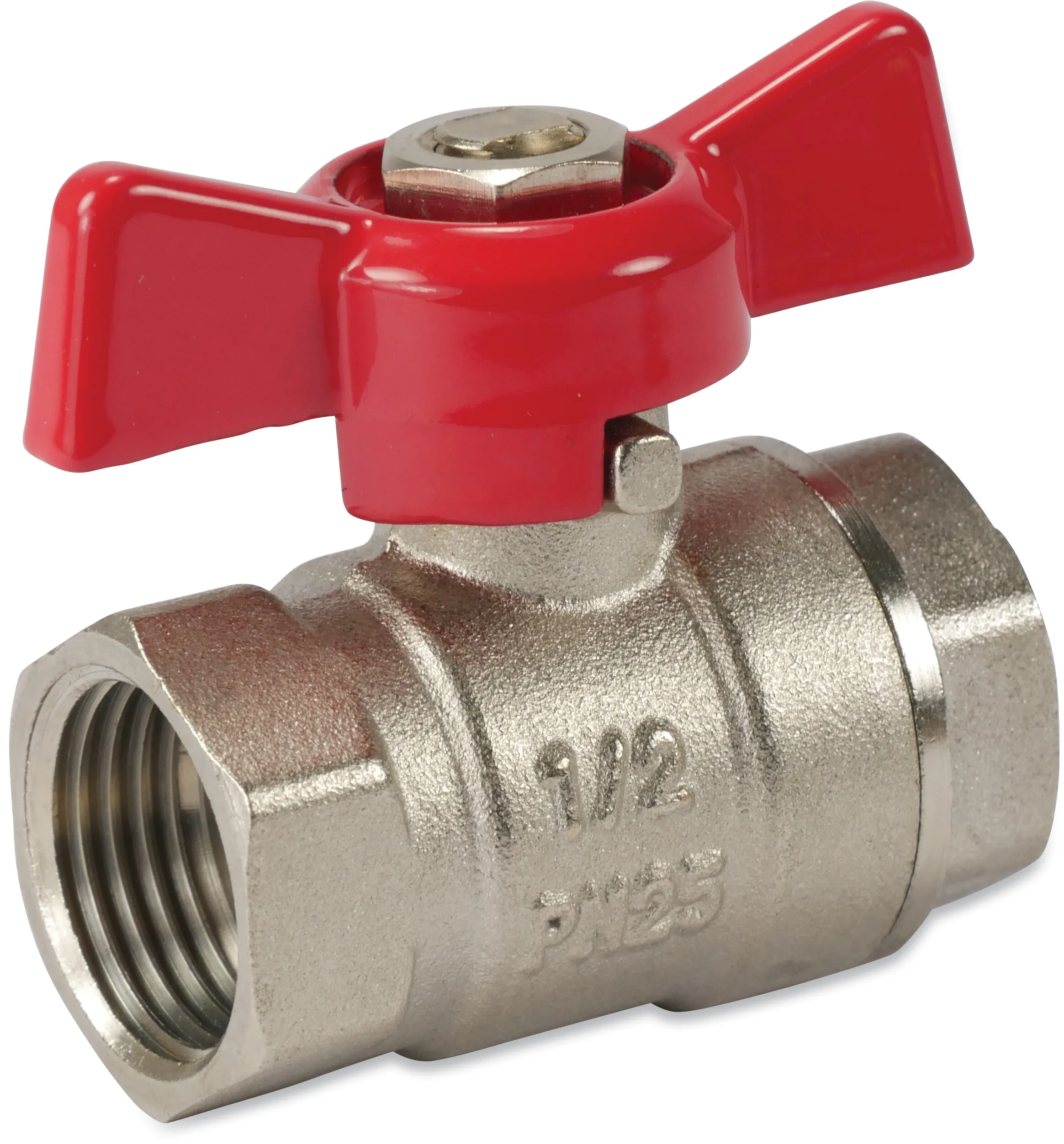 Profec Ball valve brass nickel plated 1/2" female thread 25bar type 103
