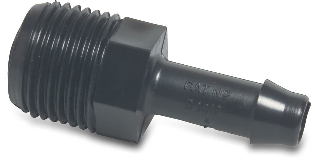 Slangtule PA (nylon) 1/2" x 10 mm buitendraad x slangtule 10bar zwart type WF