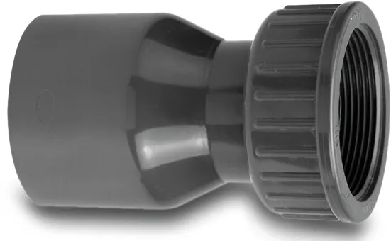 VDL 2/3-delt unionskobling PVC-U 32 mm x 1 1/4" limmuffe x indvendig gevindmøtrik 16bar grå