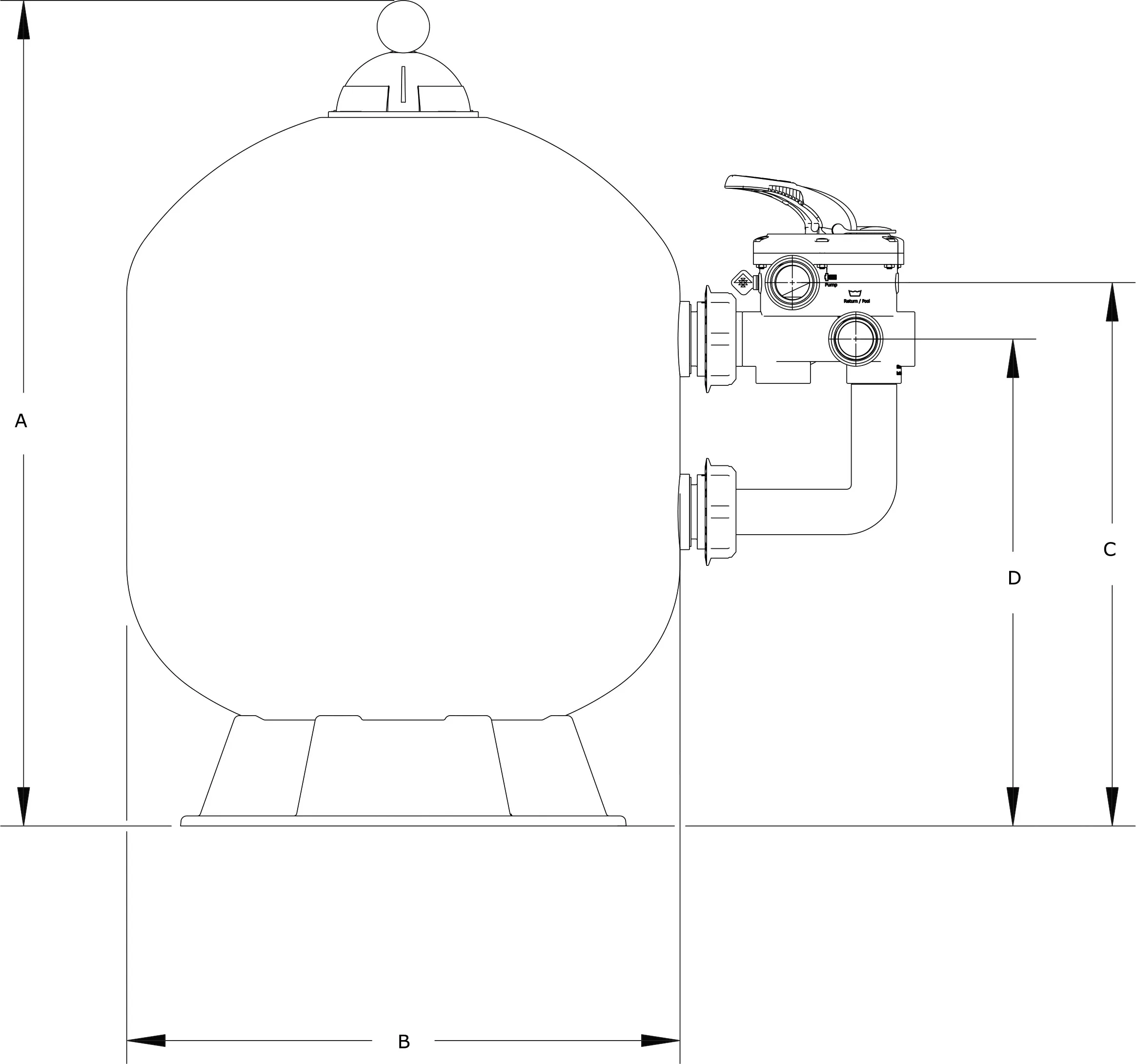 Sand filter PP 1 1/2" female thread 3,75bar beige type S450