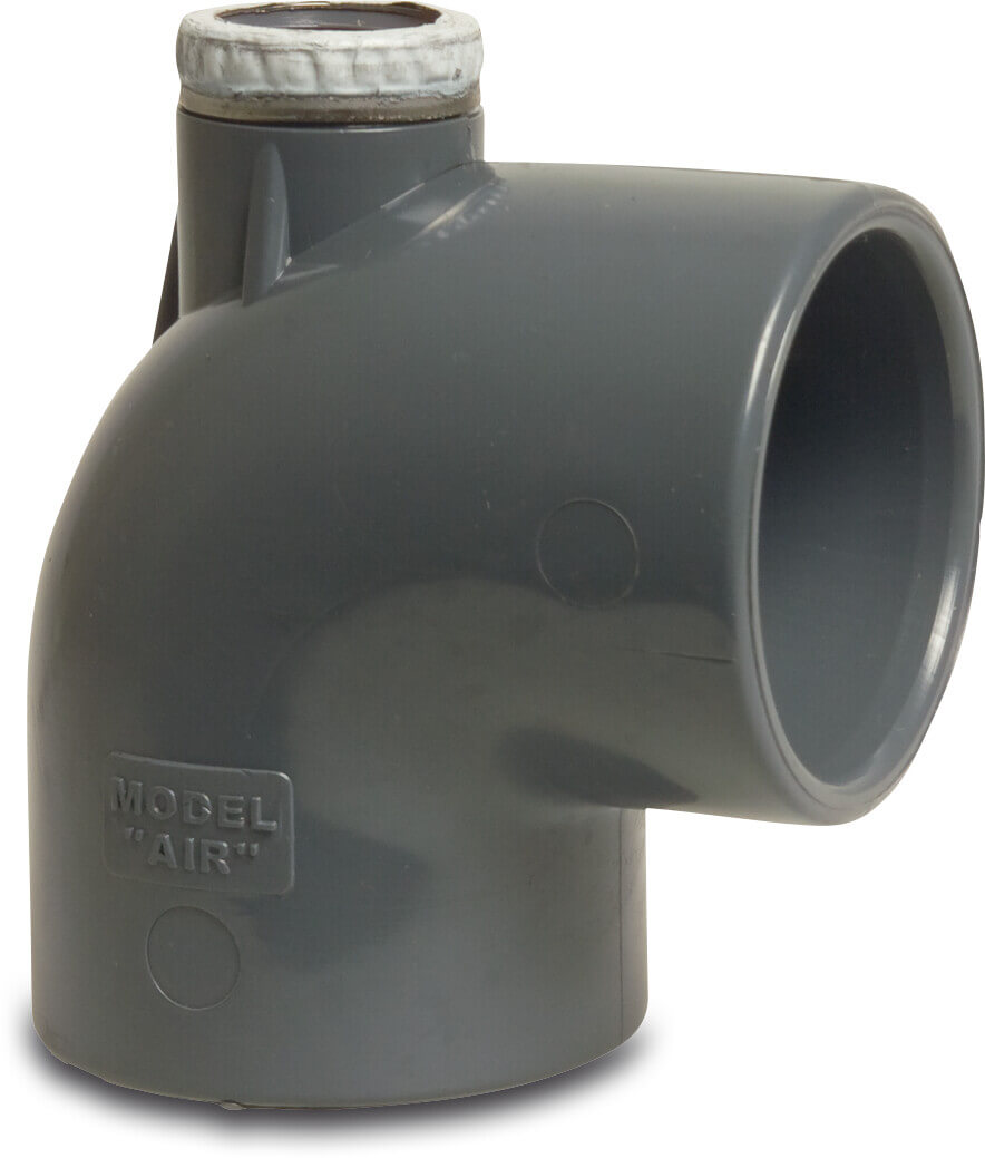 Elbow 90° with top outlet PVC-U 200 mm glue socket 16bar 2" grey