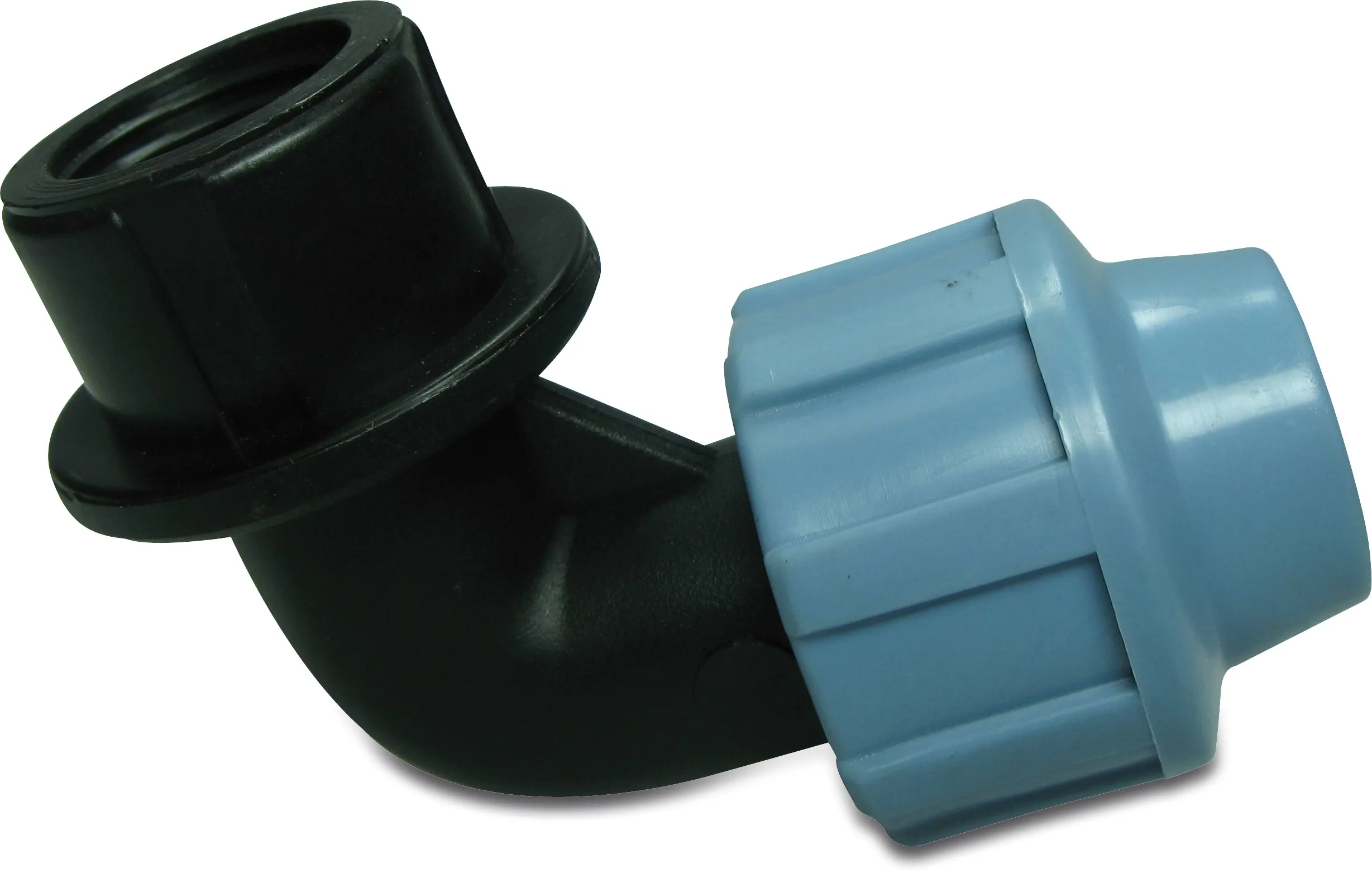 Unidelta Adaptor elbow 90° PP 16 mm x 1/2" compression x female thread 16bar black/blue DVGW/KIWA/WRAS