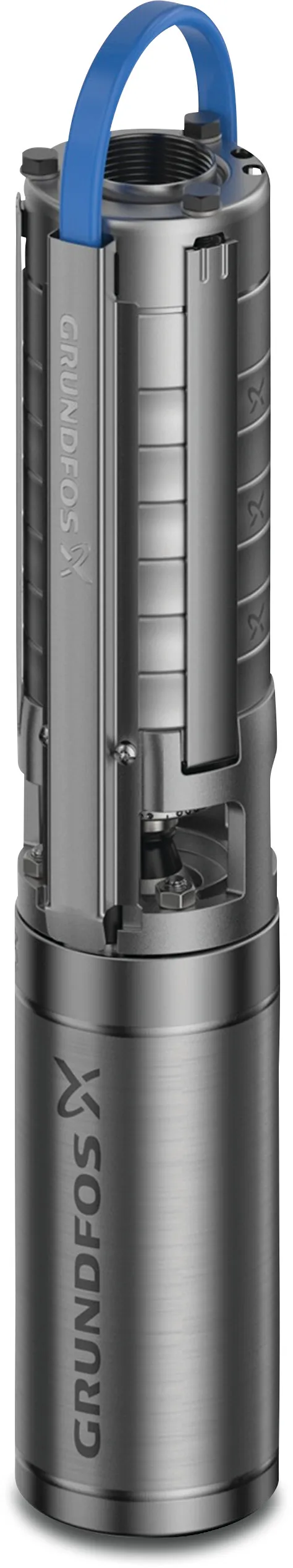 Grundfos 4" brøndpumpe rustfri stål 1 1/2" indvendig gevind 9.8A 230VAC type SP5A-17