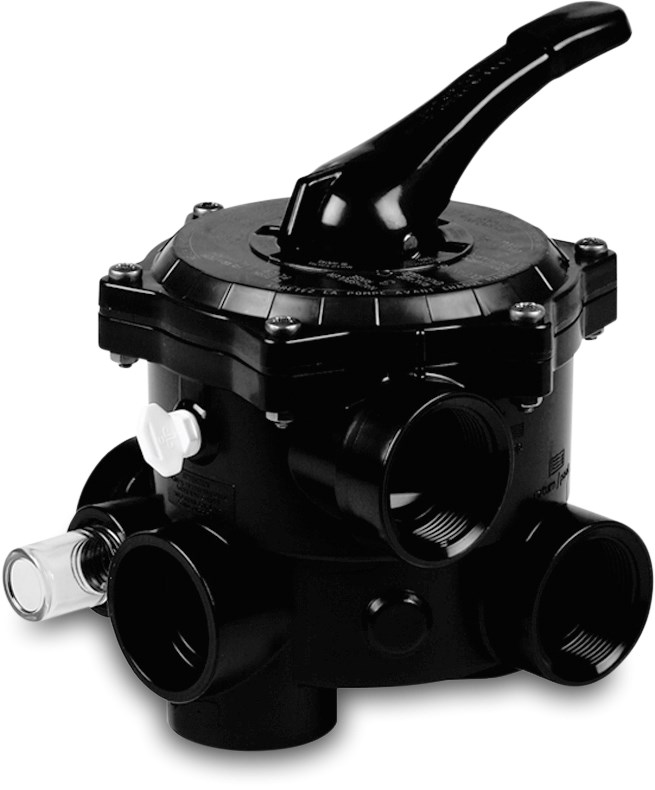 Praher Multiport ventil 1 1/2" invändig gänga svart 6-vägs