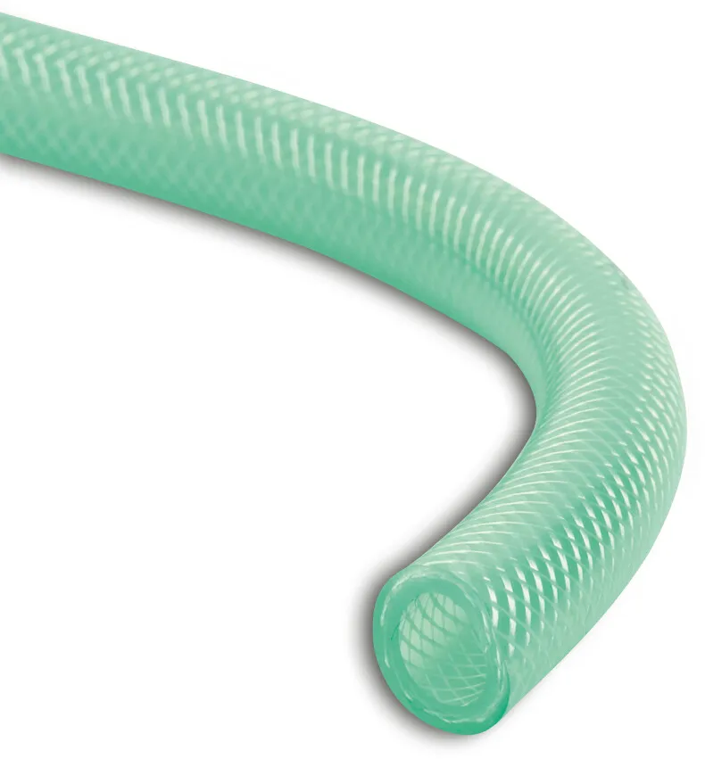 Forstærket slange PVC 8 mm x 14 mm 8bar grøn transparent 25m type Brændstof