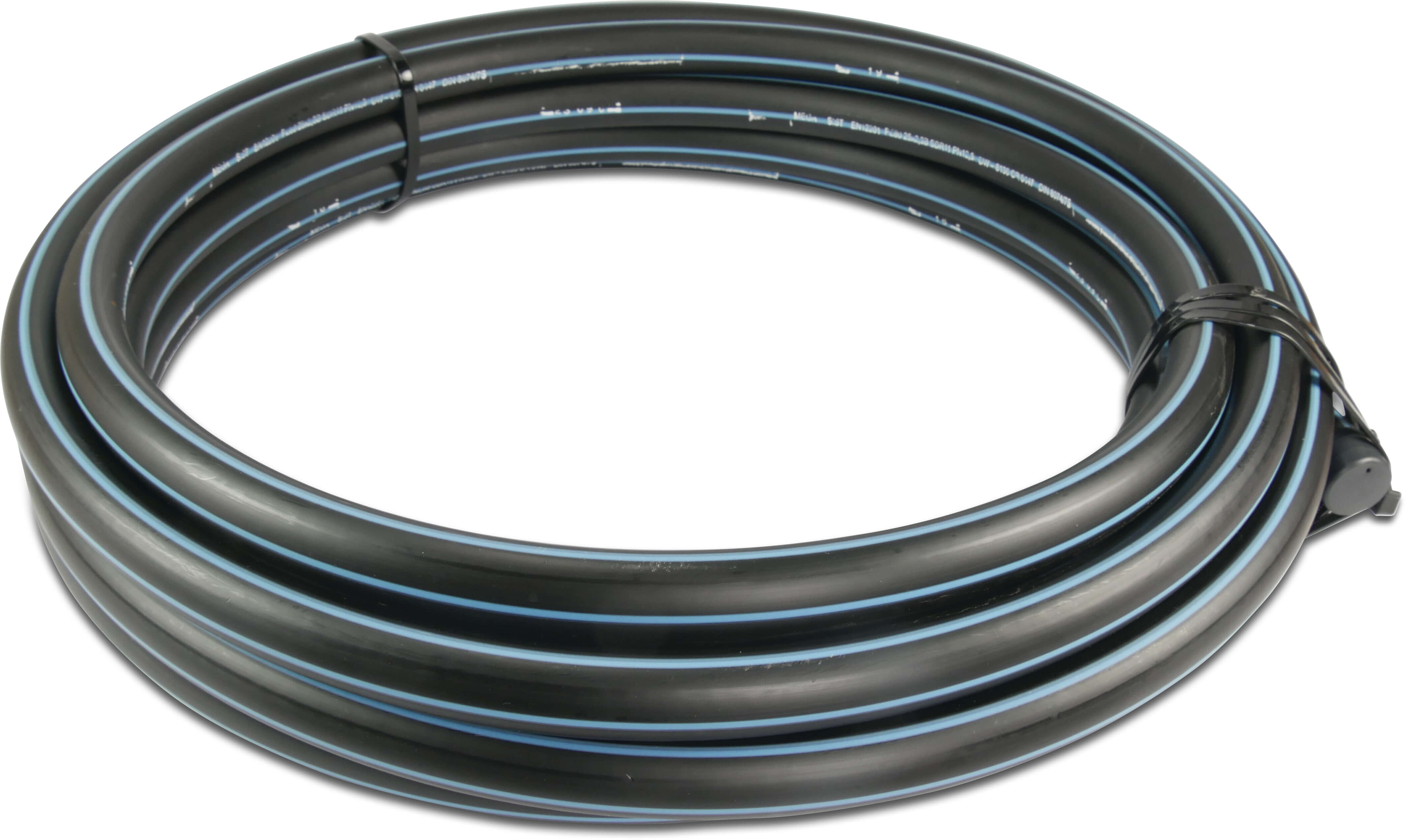 Pressure pipe PE100 50 mm x 4,6 mm plain SDR11 16bar black/blue 100m KIWA