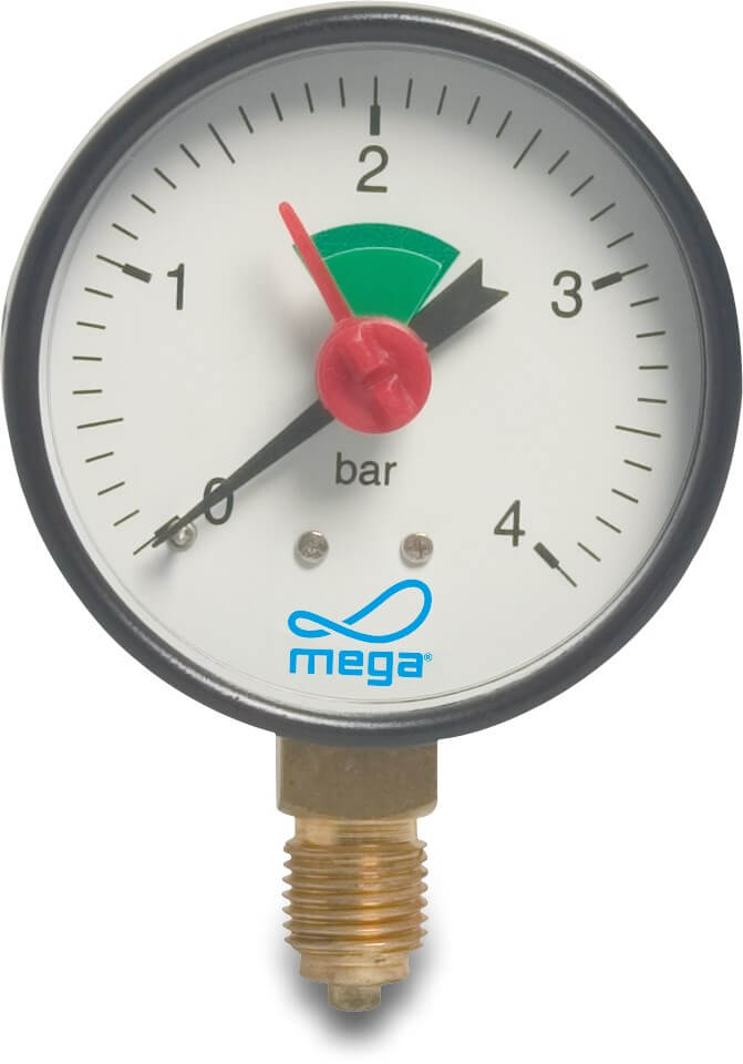Profec Pressure gauge 63 mm male thread 0 - 4bar black type dry bottom connection 1/4"