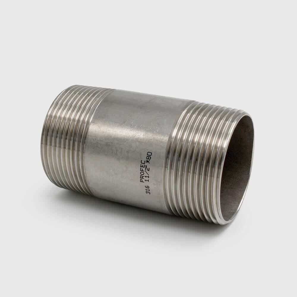 Profec Nr. 23 Pipe nipple stainless steel 316 1 1/4" male thread 16bar 80 mm