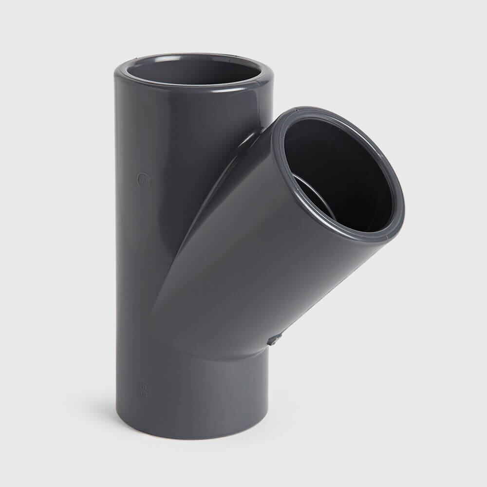 VDL T-stuk 45° PVC-U 63 mm lijmmof 10bar grijs