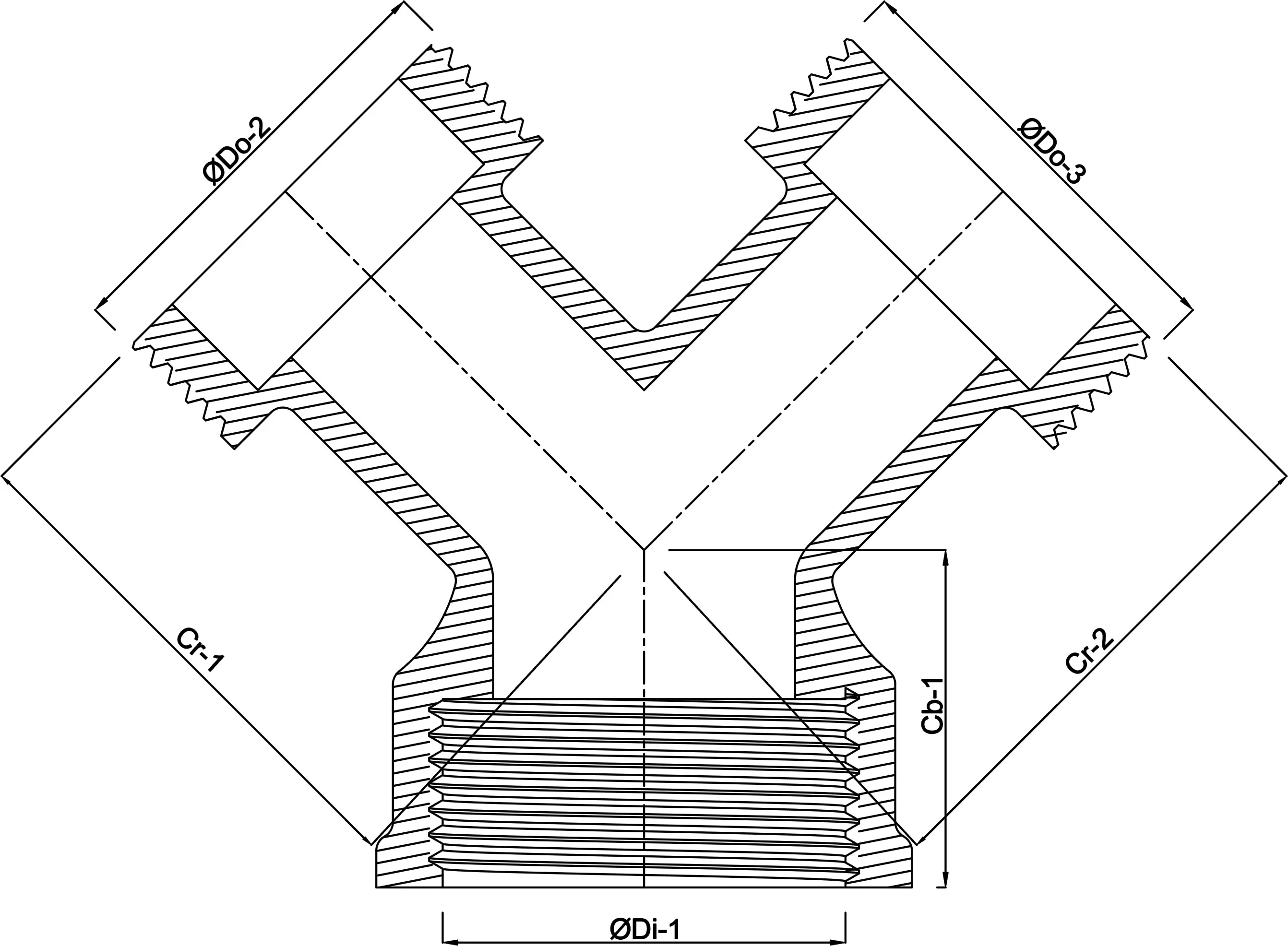Profec Y-Stück Messing hart verchromt 3/4" Außengewinde x Außengewinde x Innengewinde 30bar