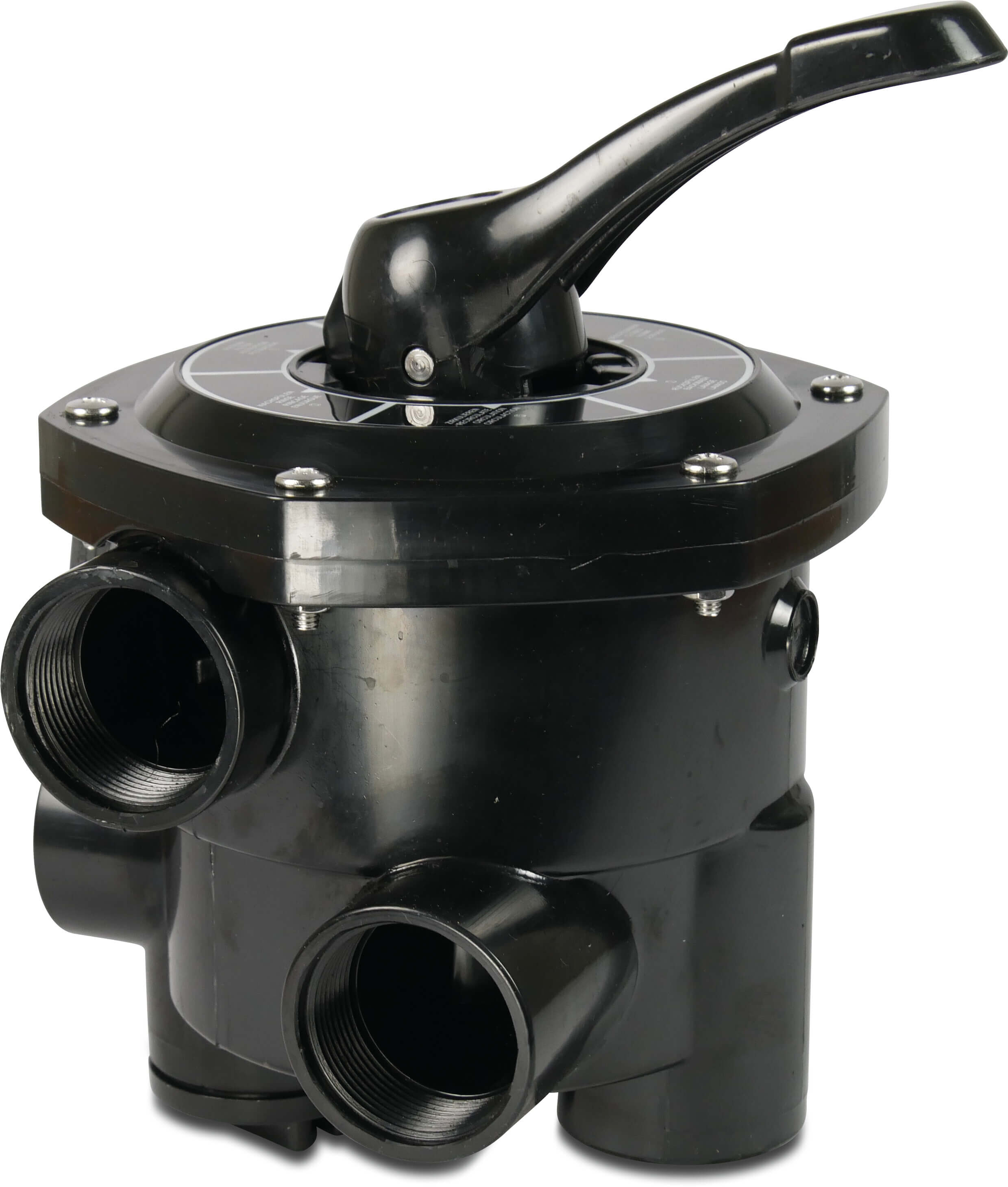 Flotide Multiport valve 1 1/2" 4bar black type Mega MFS 6-way valve + piping kit