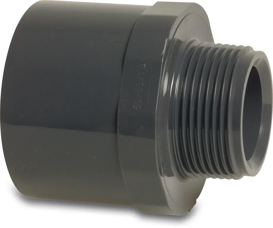 Profec Adaptor bush PVC-U 40/50 mm x 1 1/4" glue socket/glue spigot x male thread 10bar grey