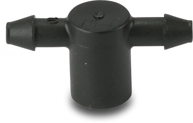NaanDan 2 outlets T-piece plastic 4 mm barbed x taper F x barbed black type Click Tif