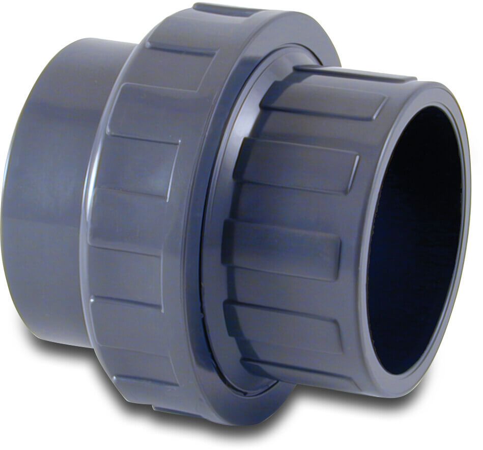 Union coupler PVC-U 20 mm glue socket 16bar grey