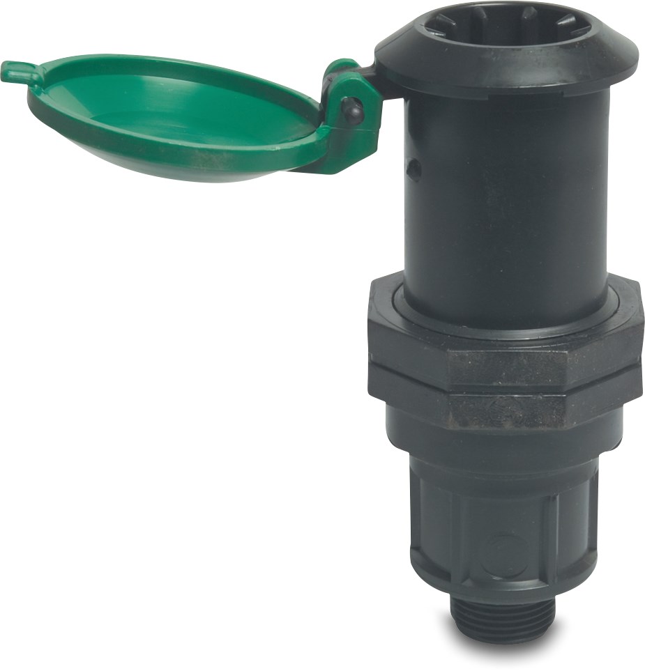 Riser valve PP 3/4" male thread black/green