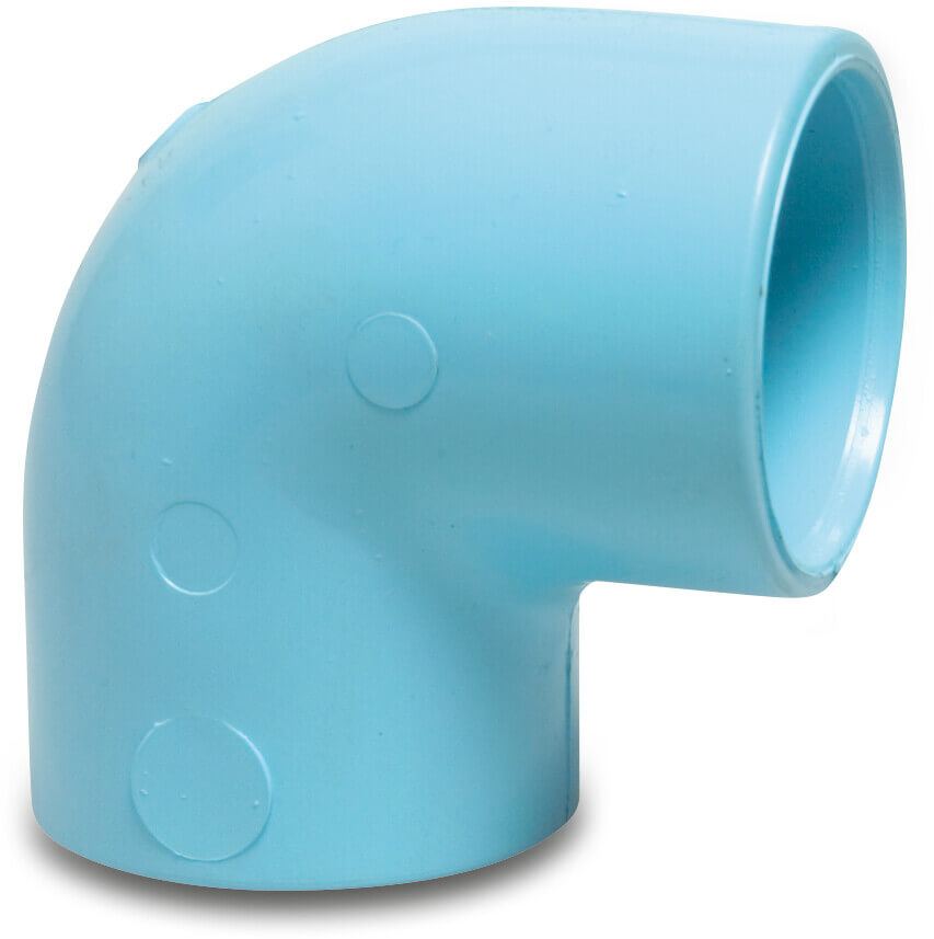 Elbow 90° PVR 20 mm glue socket 12,5bar blue