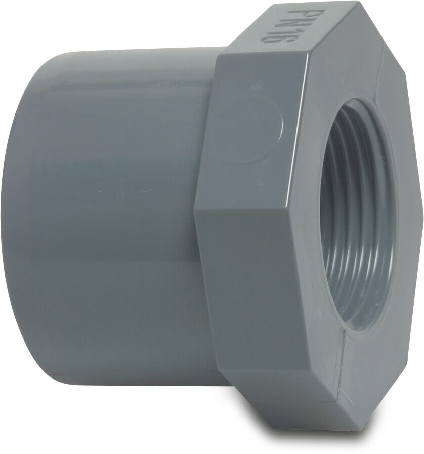 Profec Inlijmring PVC-U 20 mm x 1/4" lijmspie x binnendraad 10bar grijs
