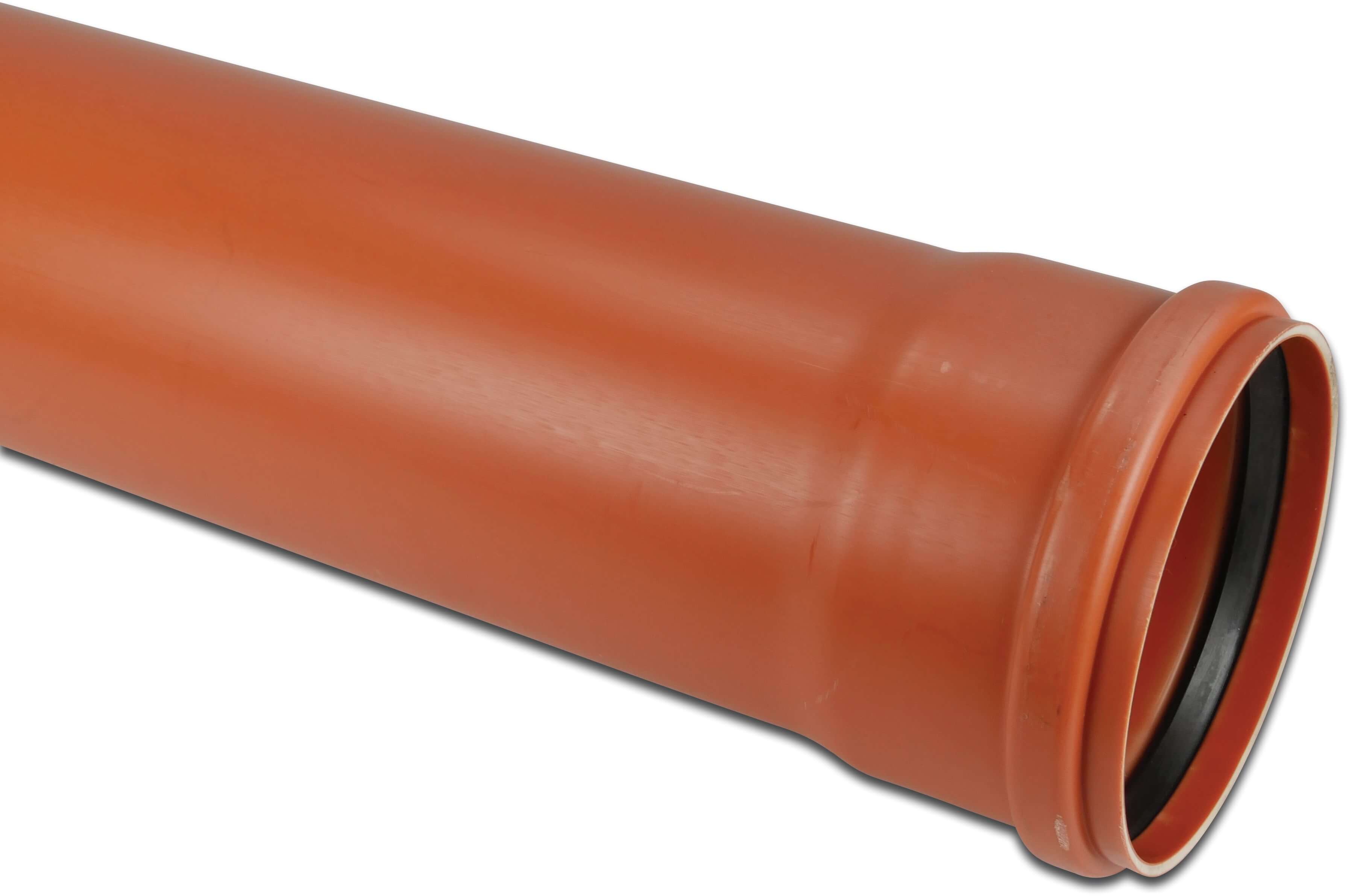 Rura kanalizacyjna PVC-U 110 mm x 3,2 mm SN4 pierścień uszczelniający x gładkie czerwono-brązowy 0,5m