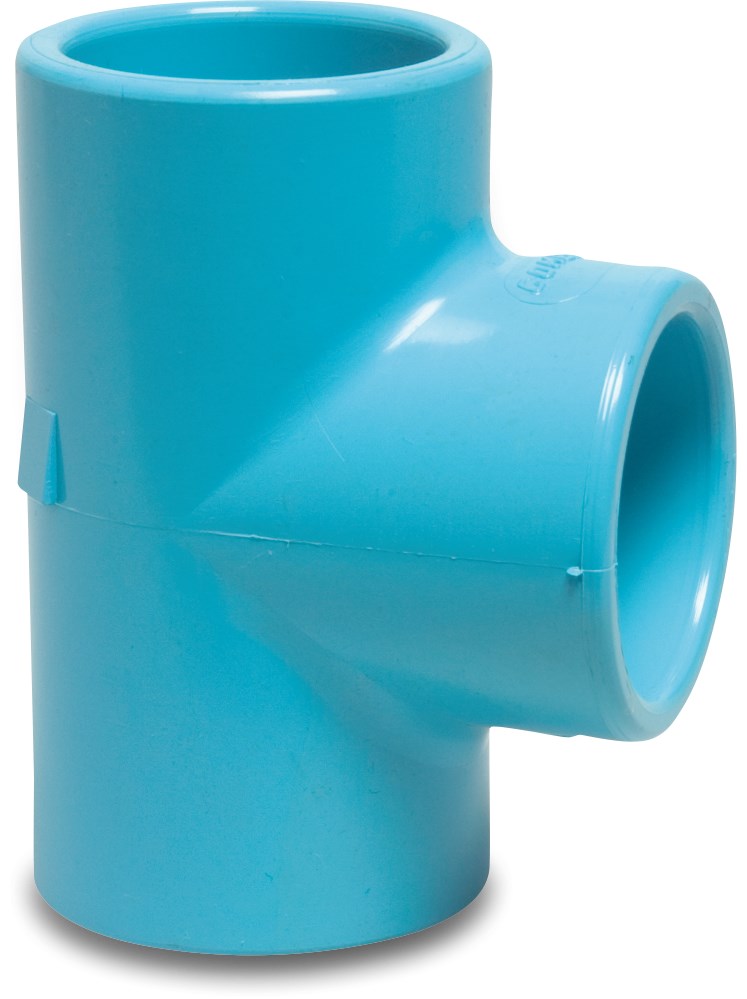 T-piece 90° PVR 16 mm glue socket 12,5bar blue