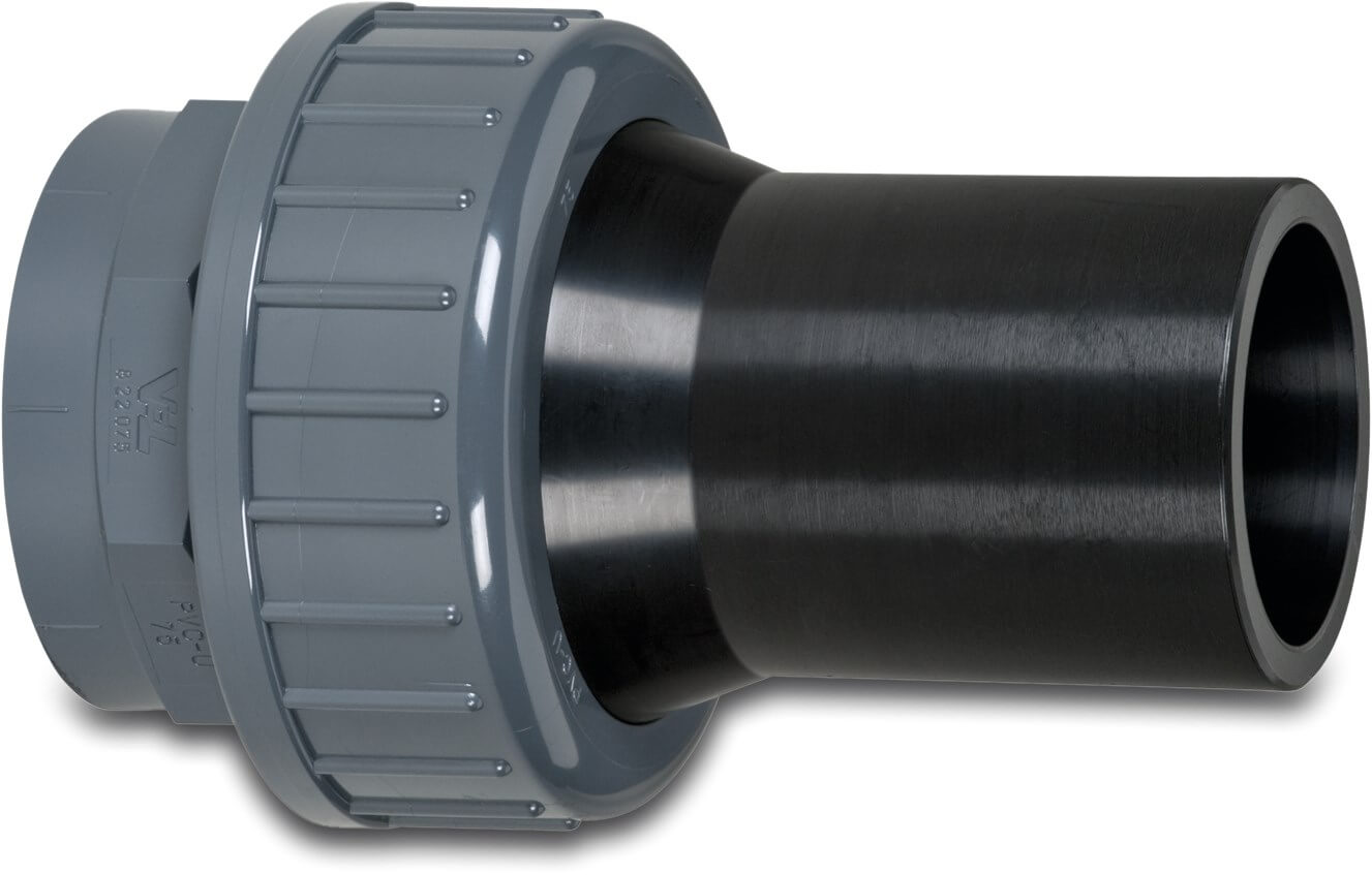 VDL Union coupler PVC-U/PE 63 mm glue socket x spigot SDR 11 12.5bar grey