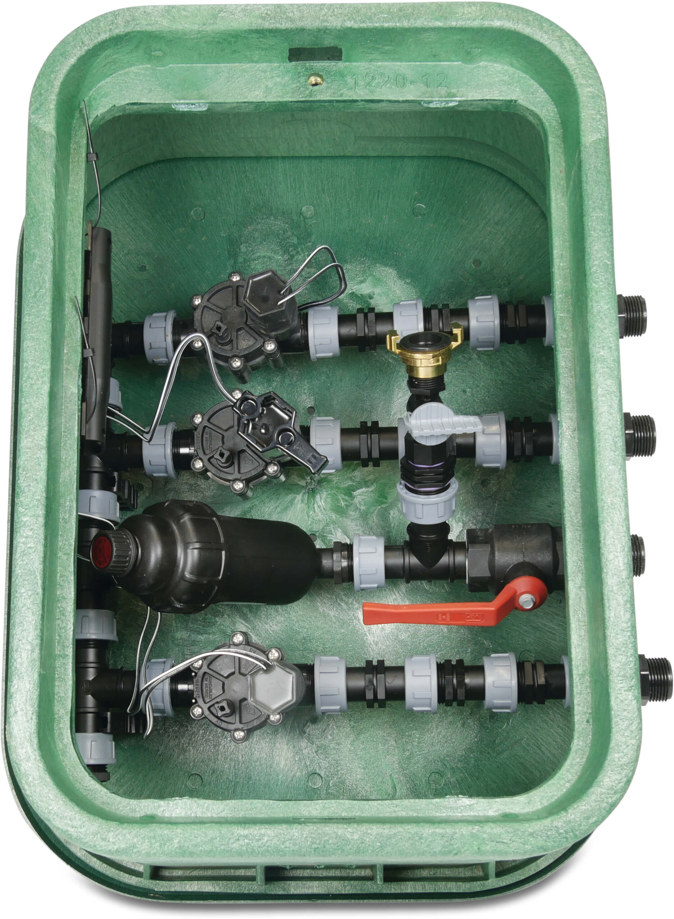 Rain Bird Assembled valve box rectangular HDPE 1" male thread green type 3 valves