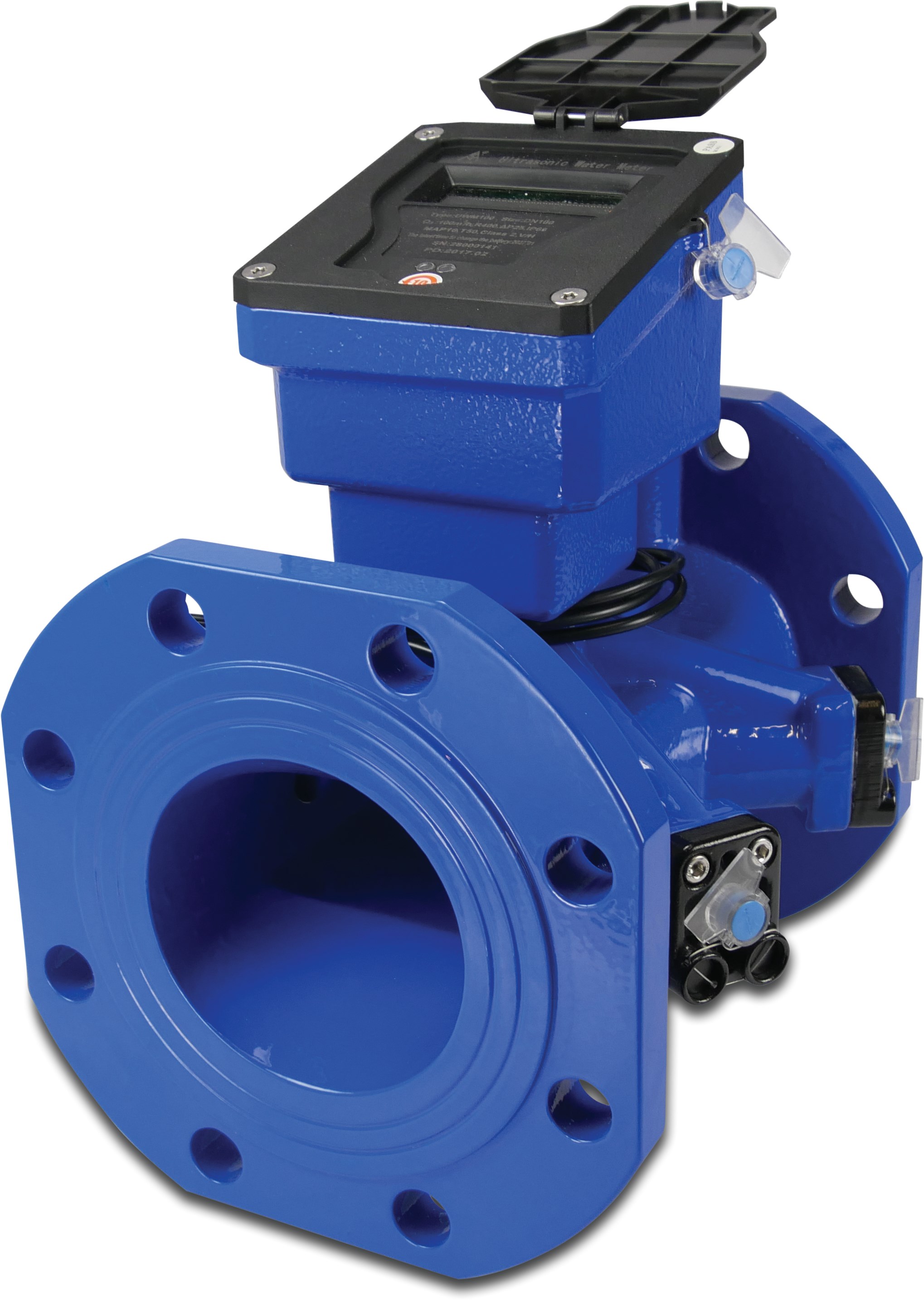 Profec Ultrasone watermeter gietijzer DN50 DIN flens 16bar 25m³/h blauw type Class 2