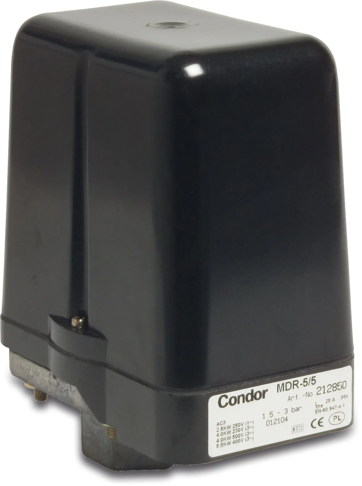 Condor Drukschakelaar 1/2" binnendraad 25A 230/400VAC type MDR 5-5