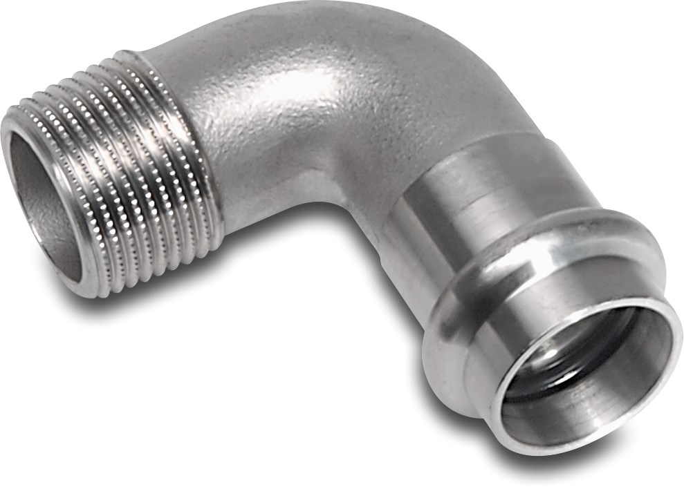 Bonfix Adaptor elbow 90° stainless steel 316L 1/2" x 15 mm male thread x press KIWA