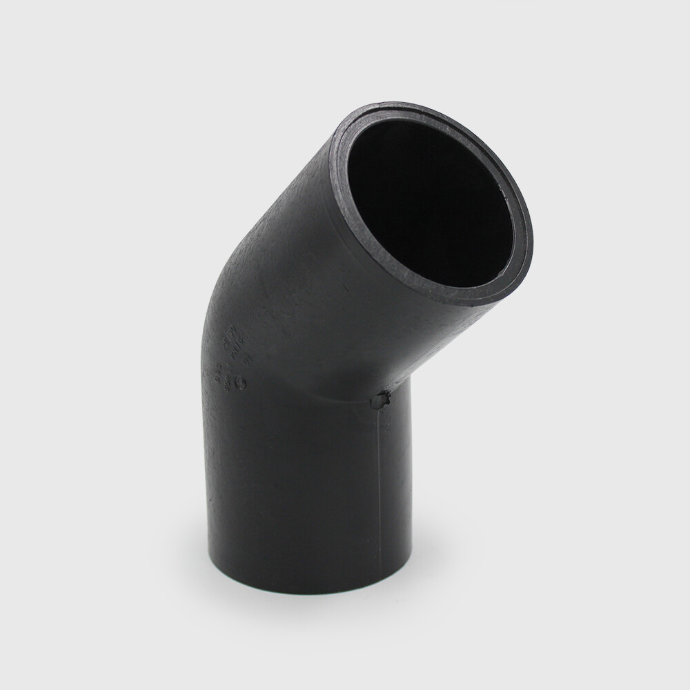 VDL Winkel 45° PE100 25 mm Stutzen SDR11 Schwarz DVGW/KIWA
