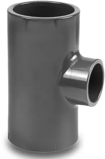 VDL T-stykke 90° PVC-U 63 mm x 40/50 mm x 63 mm limmuffe x limmuffe/limstuds x limmuffe 16bar grå