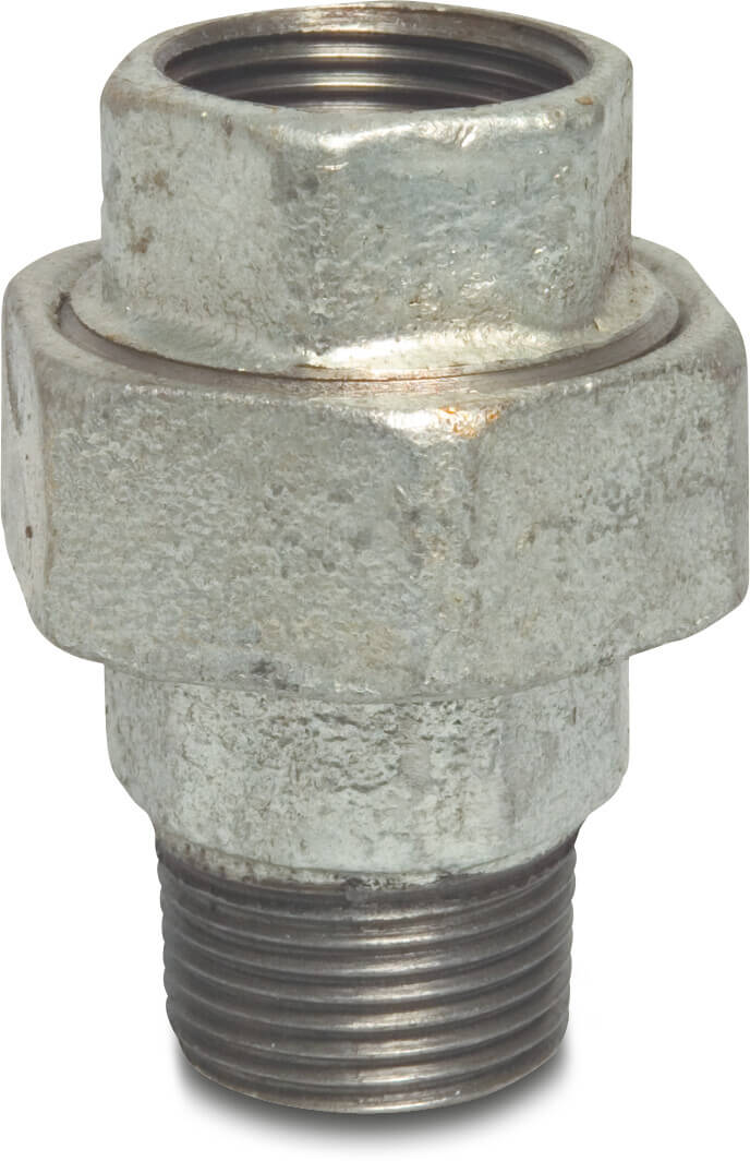 Profec Nr. 331 Union coupler cast iron galvanised 1 1/4" female thread x male thread 25bar DVGW type flat